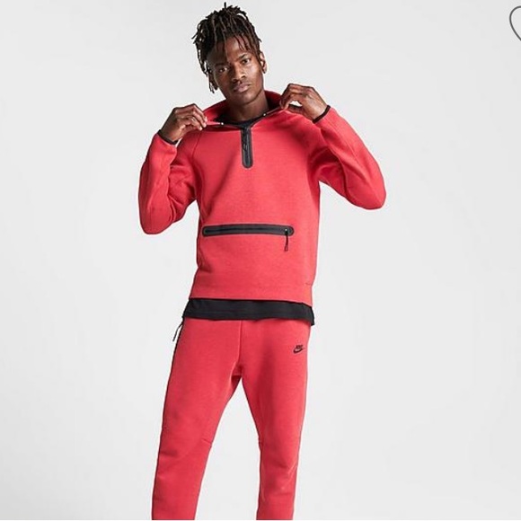$135 Nike Tech Fleece 1/2 Zip Pullover - Light University Red - Picture 2 of 7